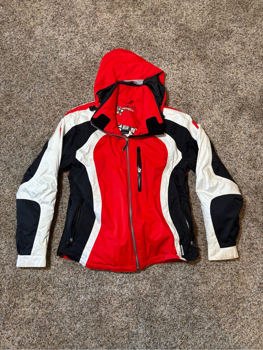 E213 Obermeyer Ridgewear Hooded Ski Snowboard Jacket, Size 10